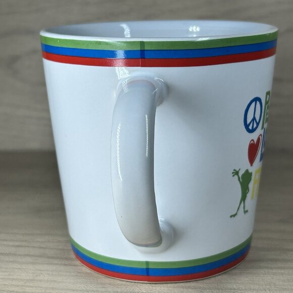Rainforest Cafe Mug Peace Love Frogs Red Blue Green Yellow - Picture 6 of 6